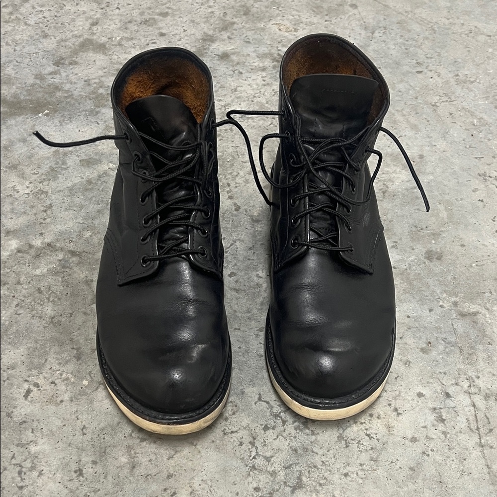 Red Wing 6” Round Toe Men’s Black Leather Boots Size 9.5 - Picture 4 of 8